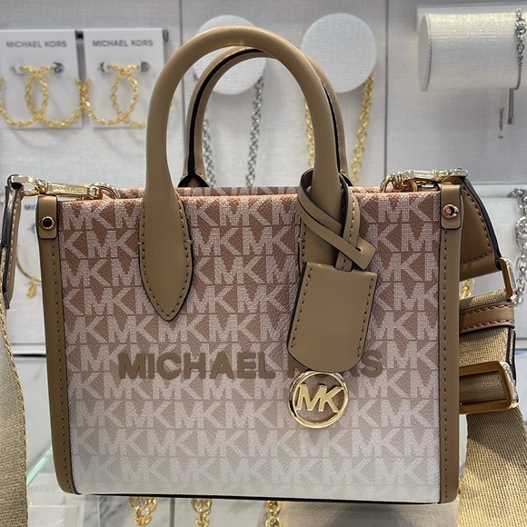 Michael Kors Mirella Extra-Small Ombré Logo Crossbody XBODY Shopper 
Camel 
NWT - Picture 7 of 16